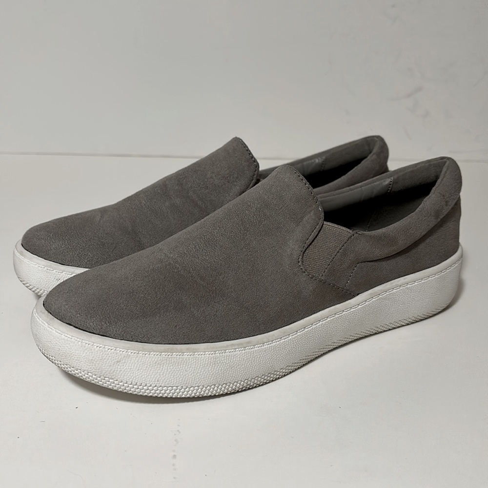 Lulus Dylann Grey Suede Slip-on Flatform Sneakers Women’s Size 11 - Picture 3 of 8